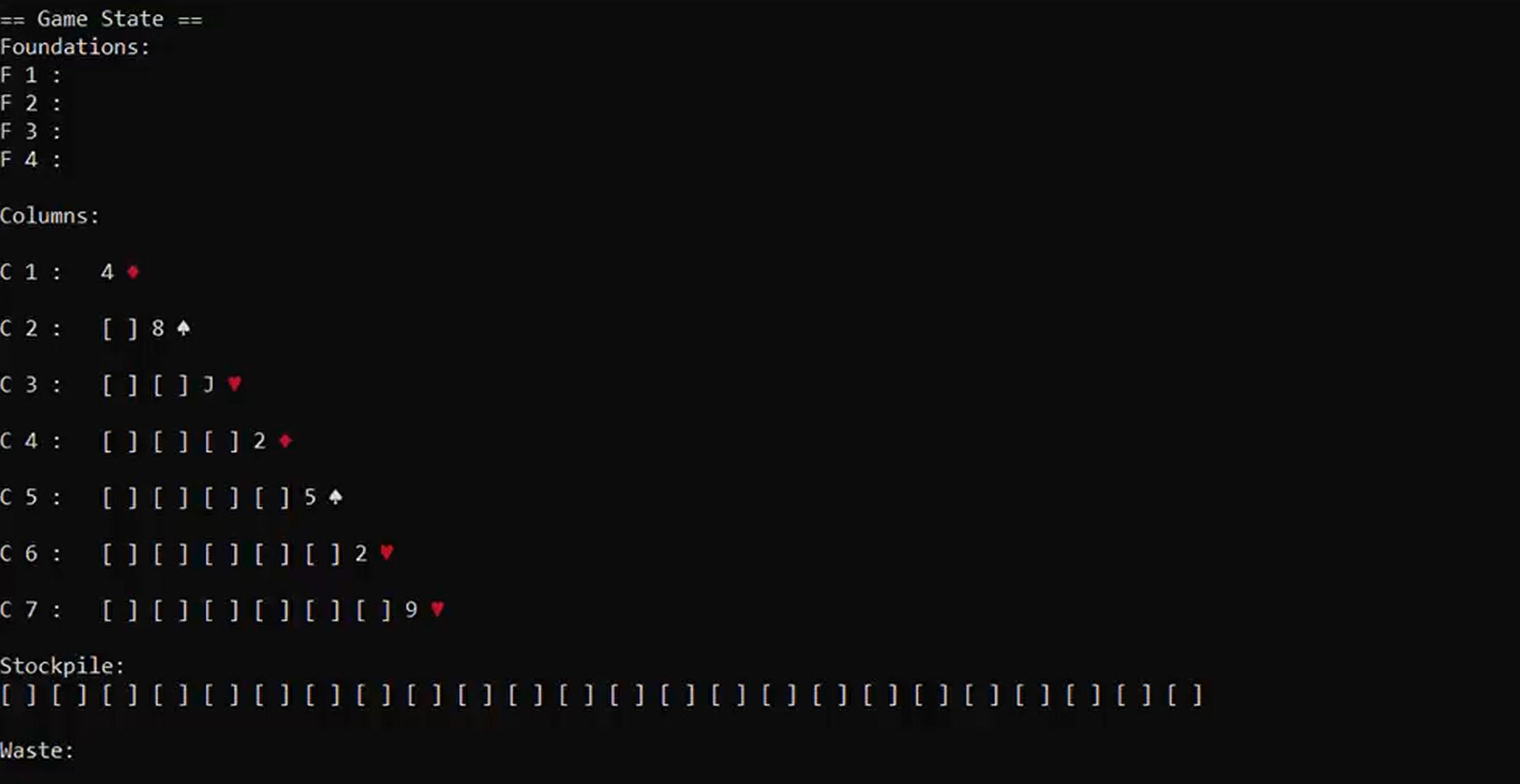 Screenshot of Solitaire Game